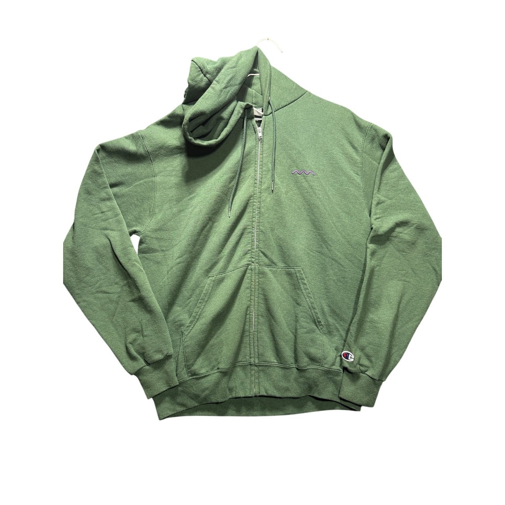 Champion The Good Company Hoodie Mens Medium Green Full Zip Wave Logo